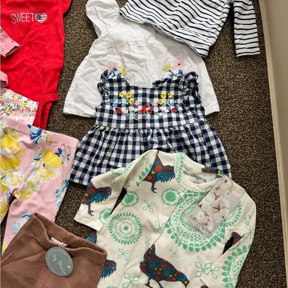 12 Piece Girls Bundle NWT EUC Organic Cotton Tops & Bottoms 3-6 Months - Picture 3 of 6